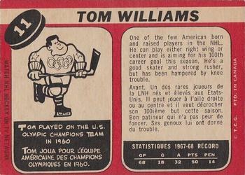 1968-69 O-Pee-Chee #11 Tom Williams Back