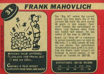 Vintage Cards O-Pee-Chee Hockey - Topps / O-Pee-Chee 1967-68 O-Pee-Chee #79 Frank  Mahovlich