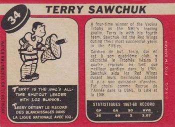 1968-69 O-Pee-Chee #34 Terry Sawchuk Back