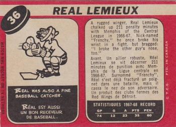 1968-69 O-Pee-Chee #36 Real Lemieux Back