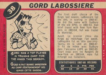 1968-69 O-Pee-Chee #38 Gordon Labossiere Back
