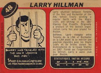 1968-69 O-Pee-Chee #48 Larry Hillman Back