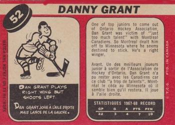 1968-69 O-Pee-Chee #52 Danny Grant Back