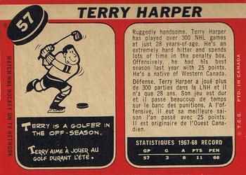 1968-69 O-Pee-Chee #57 Terry Harper Back