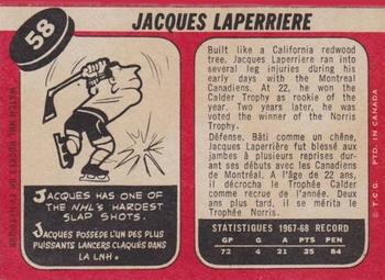 1968-69 O-Pee-Chee #58 Jacques Laperriere Back