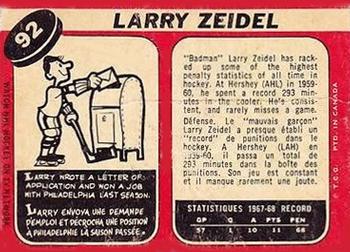 1968-69 O-Pee-Chee #92 Larry Zeidel Back