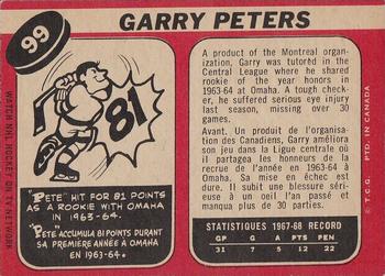 1968-69 O-Pee-Chee #99 Garry Peters Back