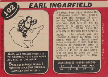 1968-69 O-Pee-Chee #102 Earl Ingarfield Back