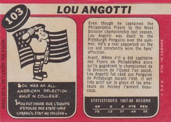 1968-69 O-Pee-Chee #103 Lou Angotti Back
