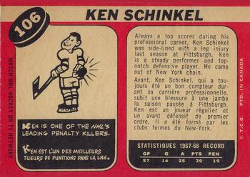 1968-69 O-Pee-Chee #106 Ken Schinkel Back