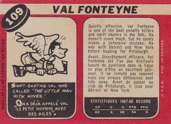1968-69 O-Pee-Chee #109 Val Fonteyne Back