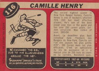 1968-69 O-Pee-Chee #116 Camille Henry Back