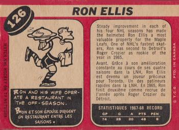 1968-69 O-Pee-Chee #126 Ron Ellis Back