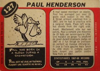 1968-69 O-Pee-Chee #127 Paul Henderson Back