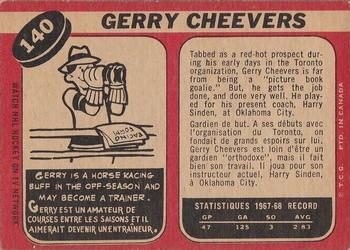 1968-69 O-Pee-Chee #140 Gerry Cheevers Back