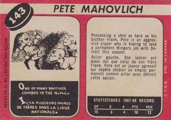1968-69 O-Pee-Chee #143 Pete Mahovlich Back