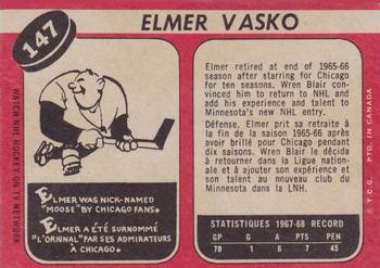 1968-69 O-Pee-Chee #147 Elmer Vasko Back