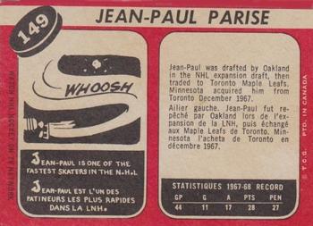 1968-69 O-Pee-Chee #149 Jean-Paul Parise Back