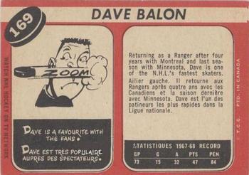 1968-69 O-Pee-Chee #169 Dave Balon Back