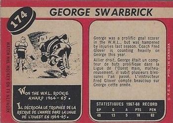 1968-69 O-Pee-Chee #174 George Swarbrick Back