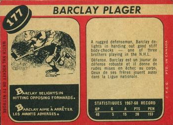 1968-69 O-Pee-Chee #177 Barclay Plager Back