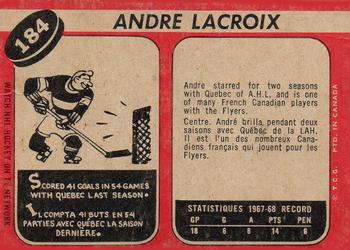 1968-69 O-Pee-Chee #184 Andre Lacroix Back