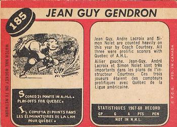 1968-69 O-Pee-Chee #185 Jean-Guy Gendron Back