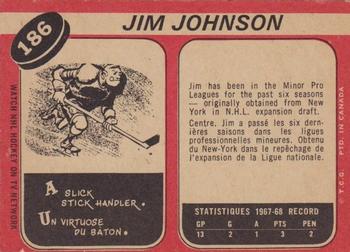 1968-69 O-Pee-Chee #186 Jim Johnson Back
