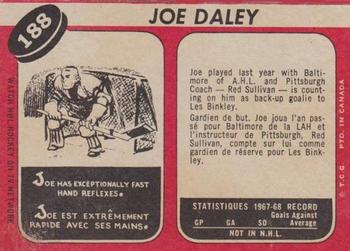 1968-69 O-Pee-Chee #188 Joe Daley Back
