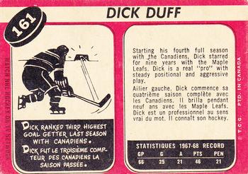 1968-69 O-Pee-Chee #161 Dick Duff Back