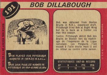 1968-69 O-Pee-Chee #191 Bob Dillabough Back
