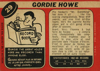 1968-69 O-Pee-Chee #29 Gordie Howe Back