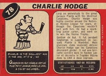 1968-69 O-Pee-Chee #78 Charlie Hodge Back