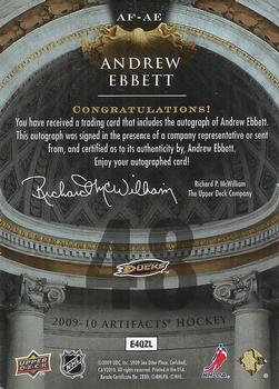 2009-10 Upper Deck Artifacts - Autofacts #AF-AE Andrew Ebbett  Back