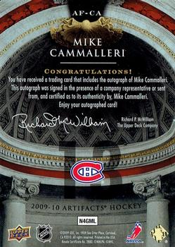 2009-10 Upper Deck Artifacts - Autofacts #AF-CA Mike Cammalleri  Back