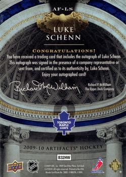 2009-10 Upper Deck Artifacts - Autofacts #AF-LS Luke Schenn  Back