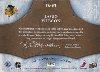2009-10 Upper Deck Artifacts - Frozen Artifacts #FA-WI Doug Wilson  Back