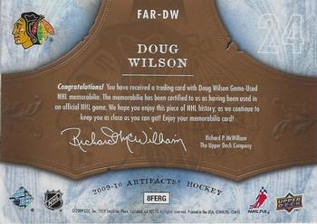 2009-10 Upper Deck Artifacts - Frozen Artifacts Retail #FAR-DW Doug Wilson Back