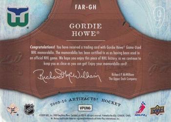 2009-10 Upper Deck Artifacts - Frozen Artifacts Retail #FAR-GH Gordie Howe Back