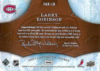 2009-10 Upper Deck Artifacts - Frozen Artifacts Retail #FAR-LR Larry Robinson Back
