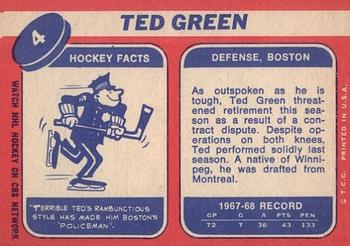 1968-69 Topps #4 Ted Green Back