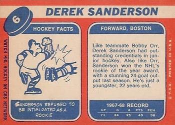 1968-69 Topps #6 Derek Sanderson Back