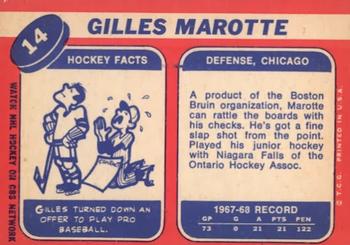 1968-69 Topps #14 Gilles Marotte Back