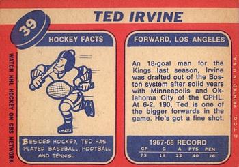 1968-69 Topps #39 Ted Irvine Back