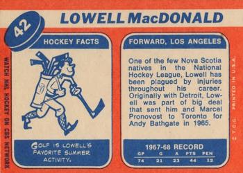 1968-69 Topps #42 Lowell MacDonald Back