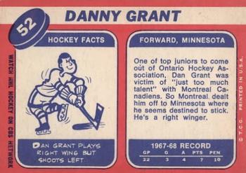 1968-69 Topps #52 Danny Grant Back