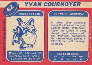 1968-69 Topps #62 Yvan Cournoyer Back