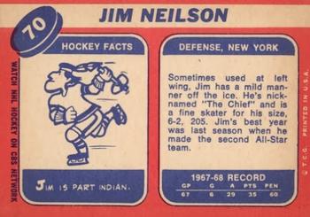 1968-69 Topps #70 Jim Neilson Back