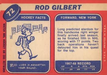 1968-69 Topps #72 Rod Gilbert Back