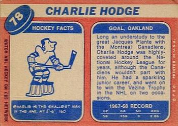 1968-69 Topps #78 Charlie Hodge Back